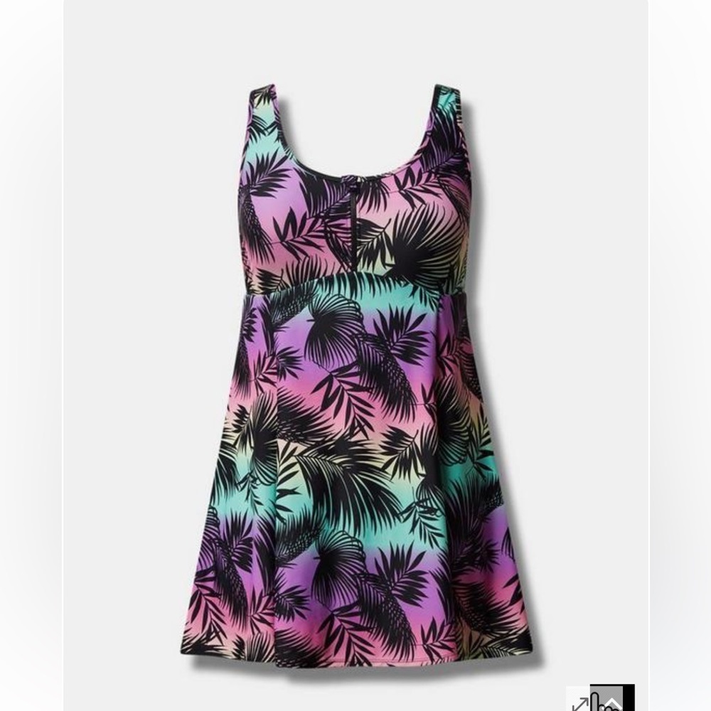New! Torrid sz 2 Gradient Palm Tropical‎ Swim Bathing Suit Dress Shorts 2X